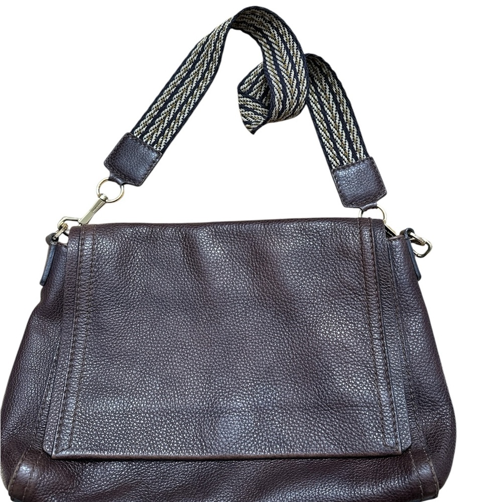 Gianni Chiarini Purse Pebbled Leather Shoulder Hobo Bag Large Brown Vintage